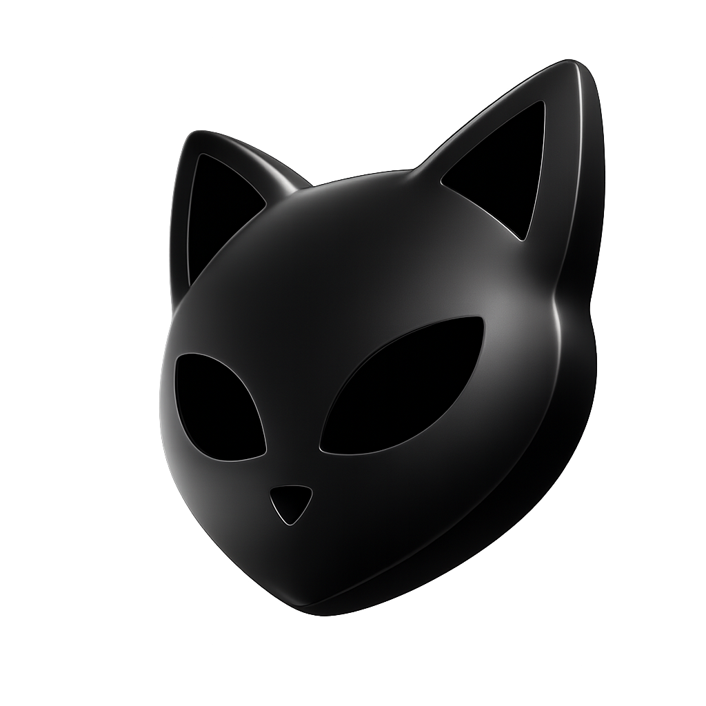 Logo de la plataforma — máscara de gato 3D